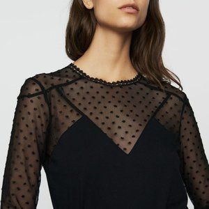 MAJE Tribador Swiss-dot Top In Black (Size: 1)